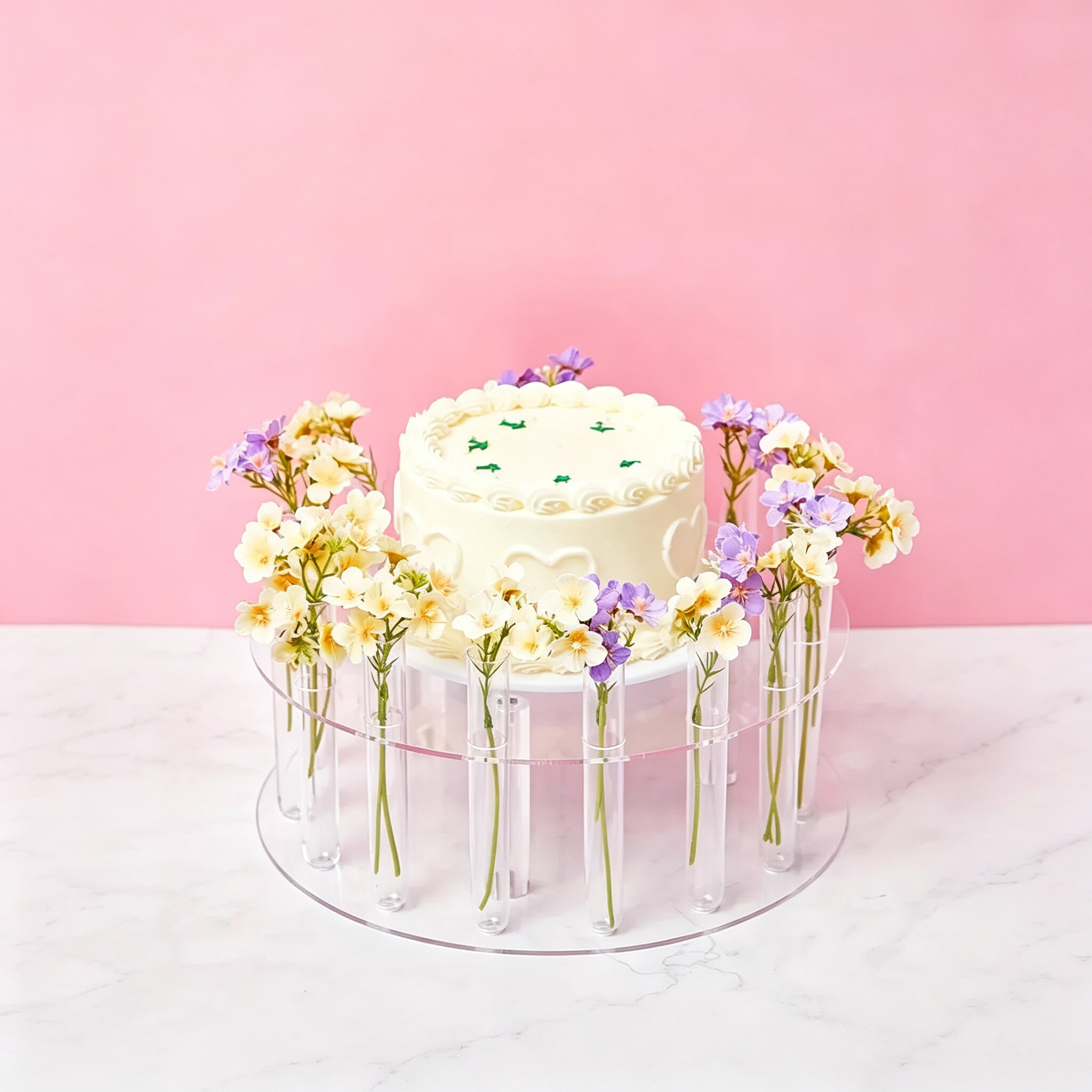 Acrylic cake stand, glass flower vases, transparent round test tube flower rack, dessert display stand for weddings and parties