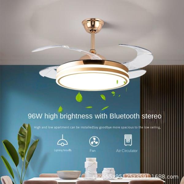 Fábrica mayorista Fan de techo de lámpara de cristal 52 pulgadas Bluetooth Fan de techo silencioso Control remoto