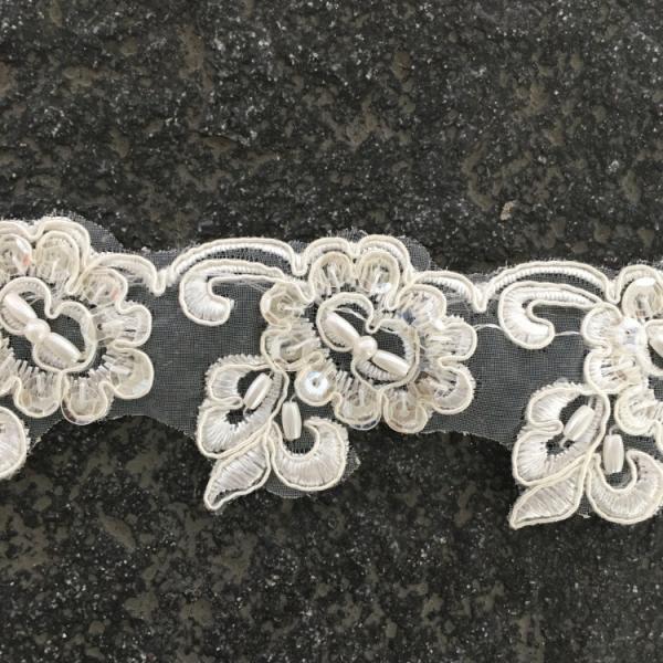 Wedding Dress Lace Border with Cord/ Bridal veils Lace Edge with Bead