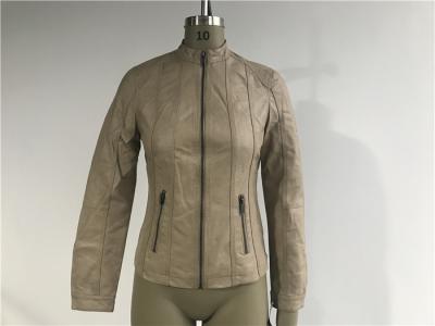 Upstyled Pu Leather Jacket Mandarin Collar Bone With Triple Needle Topstitching Tw76737