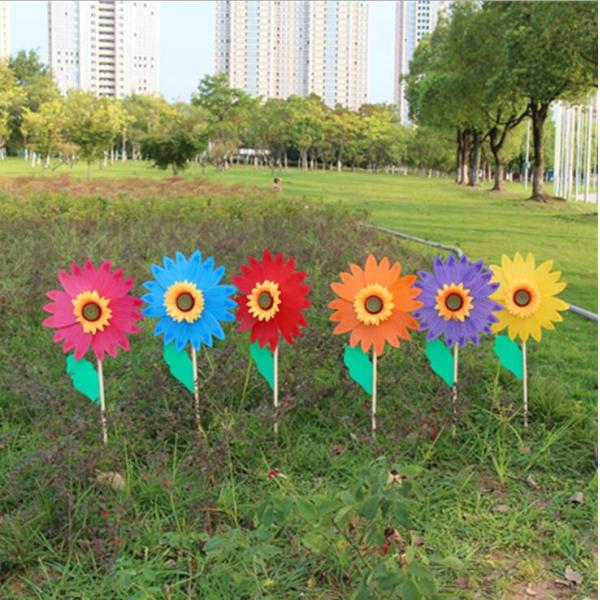 Outdoor sunflower ornaments decoration wooden garden stake