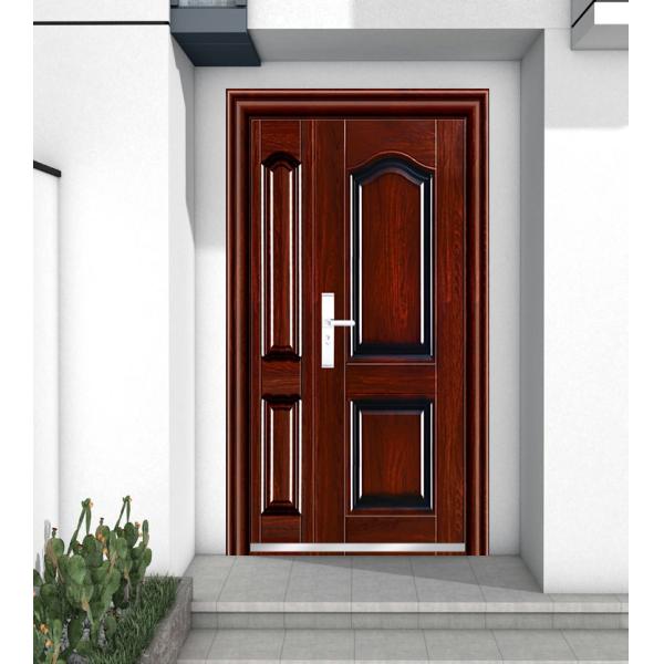 Factory Direct Sales Wood Grain Steel Main Gate Design Double Fire Door with Smart Lock