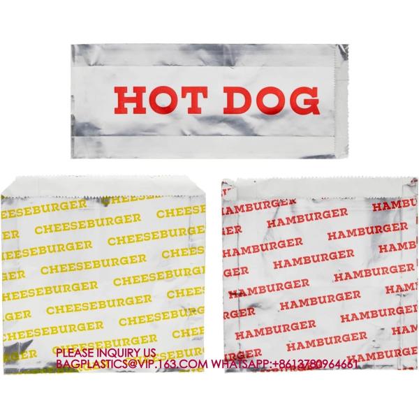 Foil Paper Hot Dog Holders Hamburger Wrapper Combination Pack, Grease Resistant Food Bag