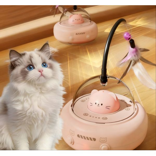 Adjustable Chicken Toy Automatic Laser Feather Bell Interactive Electric USB Rechargeable Safe Lifelike Taffeta Material