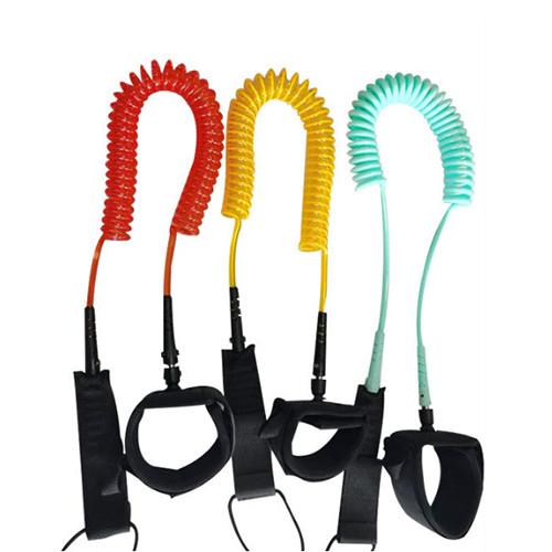 Strong Colorful Coiled SUP Leash With Stainless Steel Swivels Leg Rope 10 inch