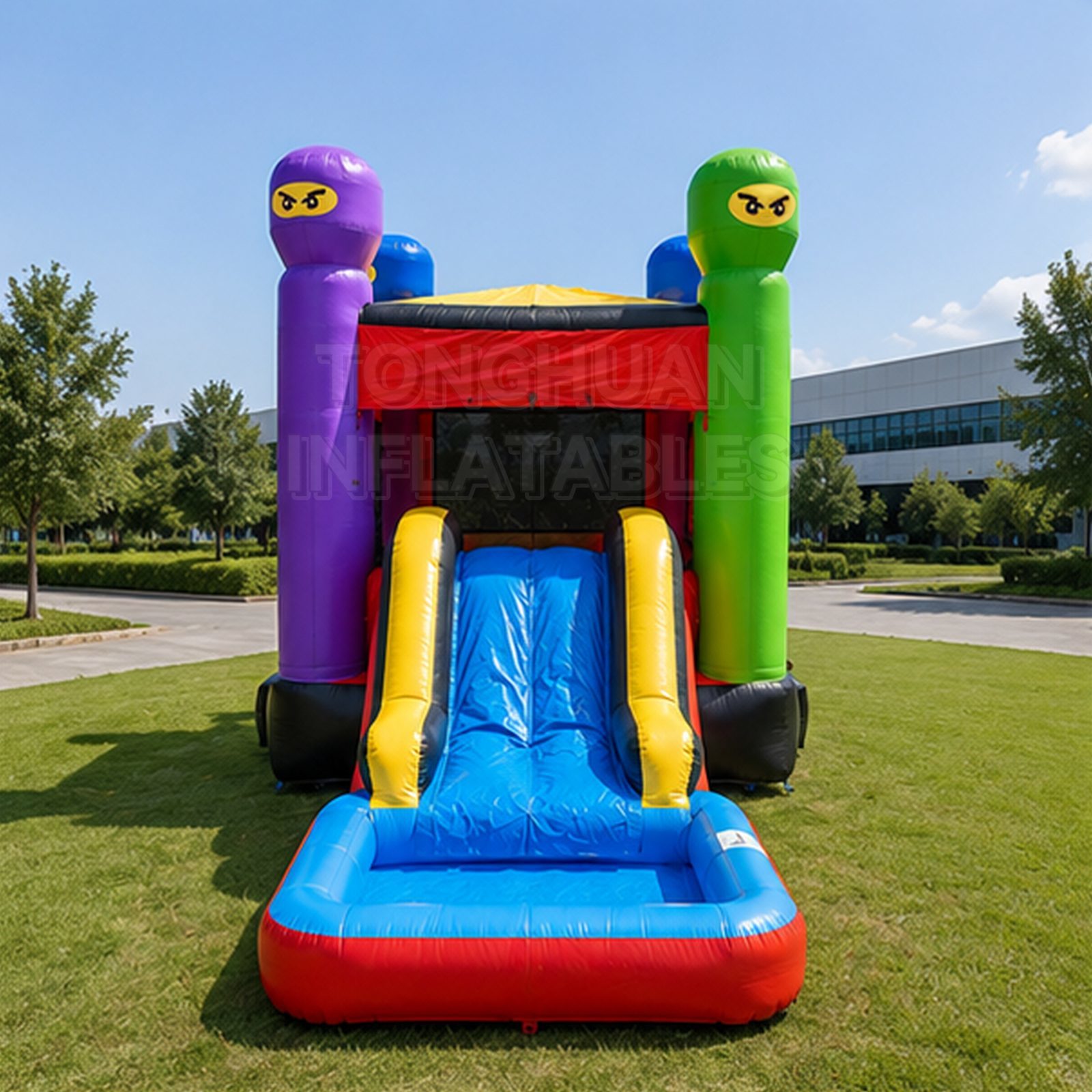 Custom Ninja Theme Inflatable Combo with Bounce House and Slide for Commercial Rental Business