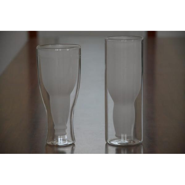18 Ounce Etched Double Wall Drinking Glass Upside Down Borosilicate Beer Glass