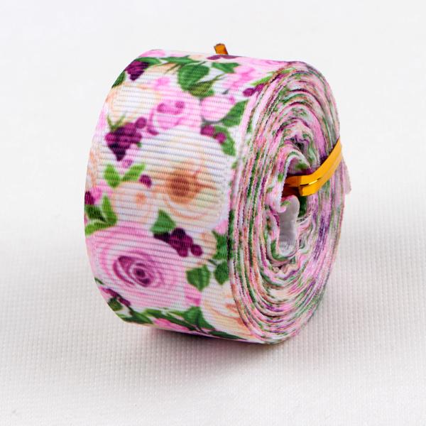 Fabric Type Grosgrain Custom Polyester Floral Ribbon with Logo Printed