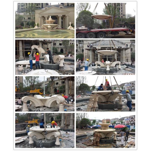 white marble outdoor stone fountains with horse statue