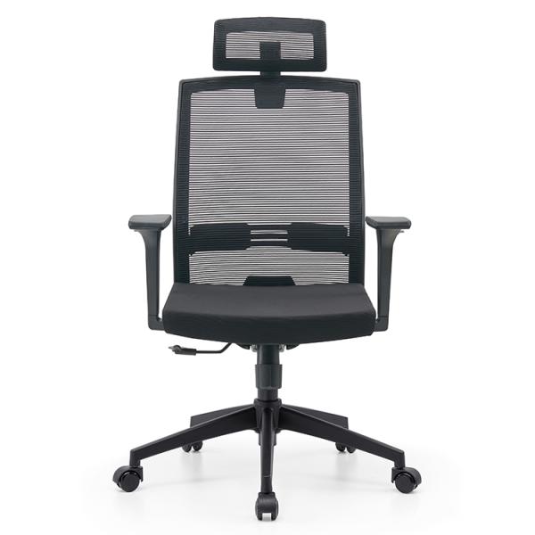 Chaise de bureau PC avec appuie-bras réversibles à dos haut maillage respirant et soutien lombaire