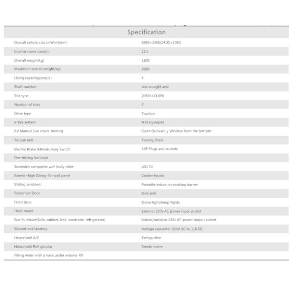 Трейлер каравана туриста ЭПА стандартный с задним варя холодильником кабины