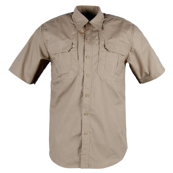 T-shirts de tecido com bolso de carga e bolso de caneta em mistura de poliéster/algodão