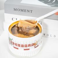 Une soupe de poulet fonctionnelle avec du ginseng et des champignons sauvages, propre, réconfortante, prête à manger, bouillon d'herbes nutritive pour la force et le bien-être.