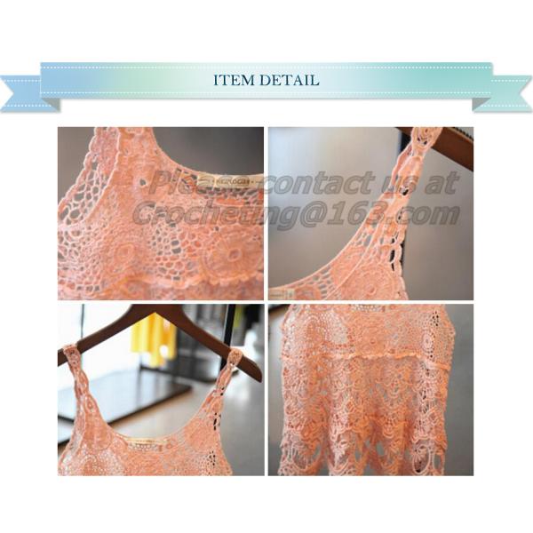 European style deep V-neck halter top ladies short paragraph bottoming openwork crochet to