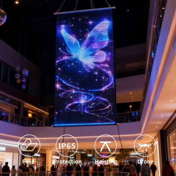P50 Flexible LED Mesh Screen Drone Display Ultra Lightweight 0.8kg IP68 Outdoor Shows Concert Stage Commercial