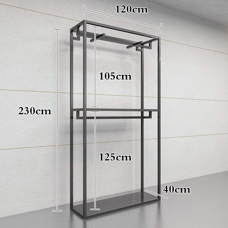 Wholesale Custom Logo Aluminum Clothing Organizer Display Stand with Metal Shelving Suit Display Stand