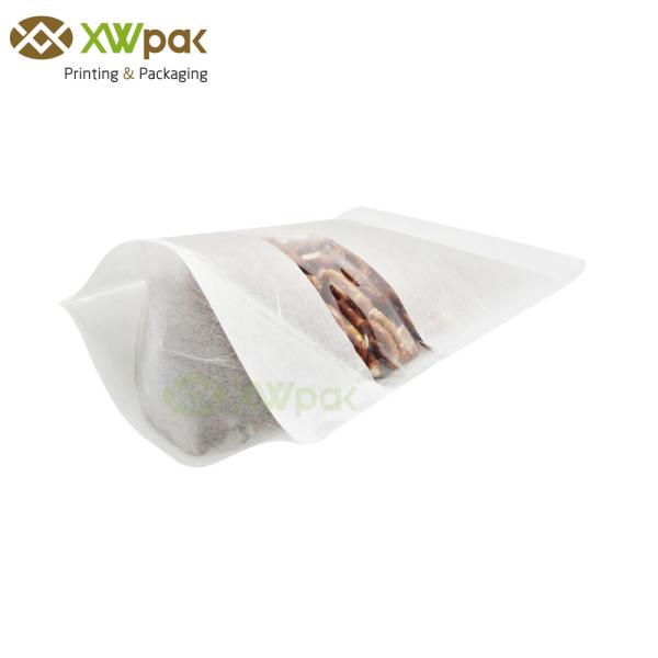 Food Grade Rice Paper Bags Silk Paper Bag With Clear Window Zipper Moisture Proof