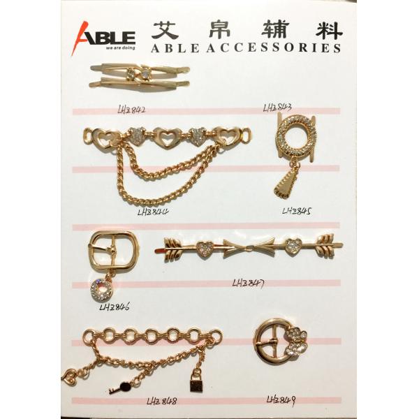 Gold Ladies Metal Shoe Buckles Rhinestones Accessories Elaborated Design