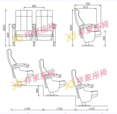 4d Metal feet cinema seating chairs , plastic armrest with cupholder  Cushion Theater Chairs