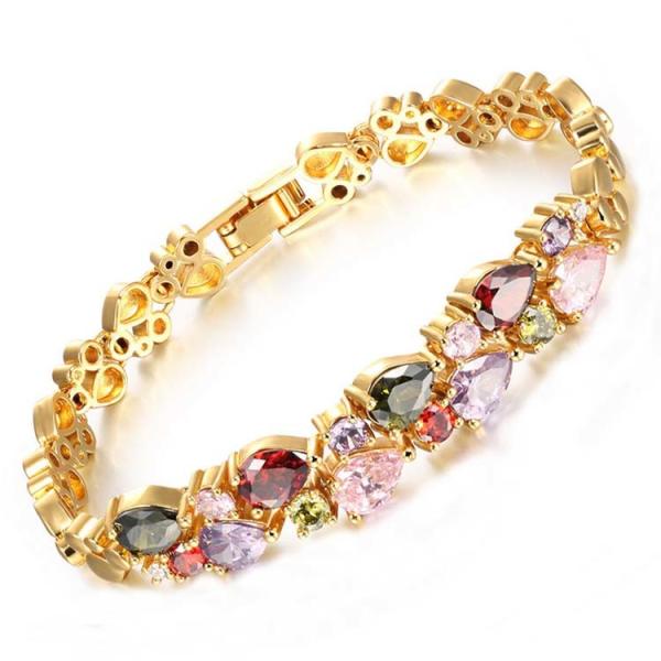Gorgeous Cubic Zirconia Bracelet for Women Gold Plated Tennis  Bracelet (JKS950GOLD)