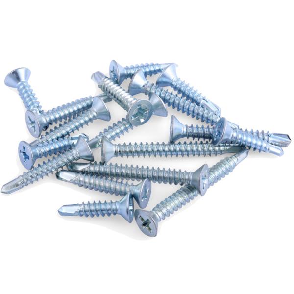 Self Drilling Metal Tapping Screws Zinc Plated Steel Phillips Drive Flat Head