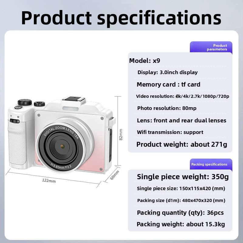 Beginner Vlogging Camera with 18X Zoom Anti Shake and 8 Filter Modes CCD Style Camera with 3.0 Inch Display