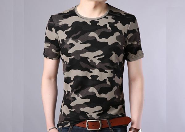 Summer Cotton Camo Print T Shirt , Men Casual Short Sleeve Vest