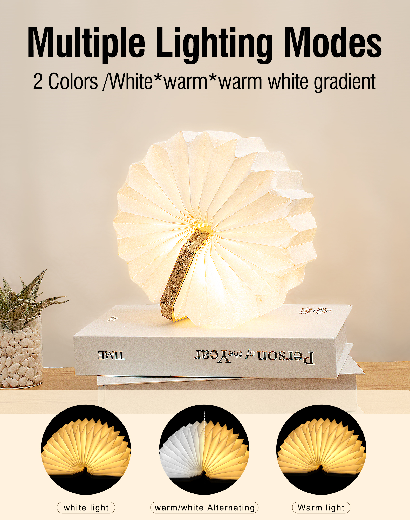 Recyclable Tyvek Paper Accordion Light Table Lamp Waterproof Anti Tear