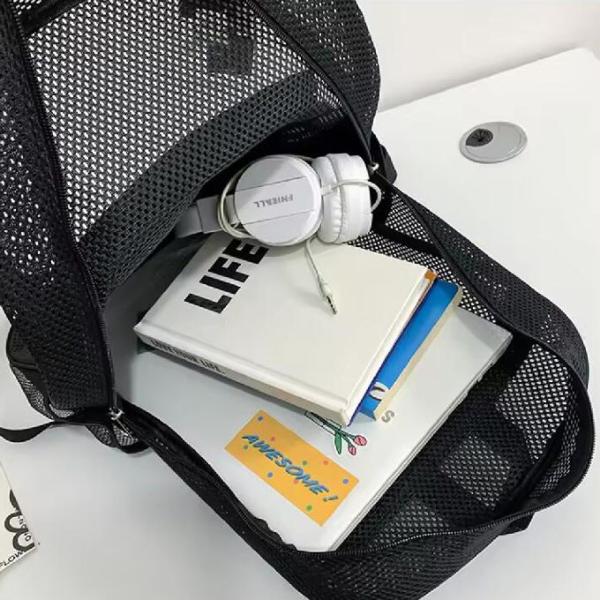 Fashion Unisex Students Backpack Mesh School Bag Summer Mesh Beach Backpack