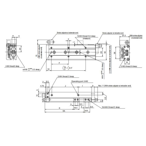 Серебряный двойной действующий цилиндр воздуха, цилиндр пневматического привода МСС16-50 МСС20-75