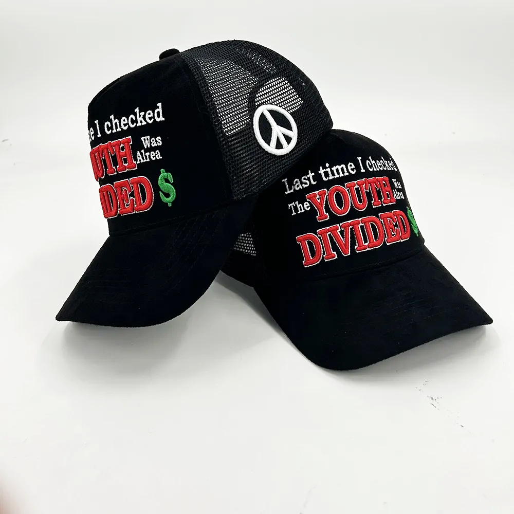 Suede 3D Embroidery 5 Panel Trucker Cap Snapback Cap Breathable Cap Snapback