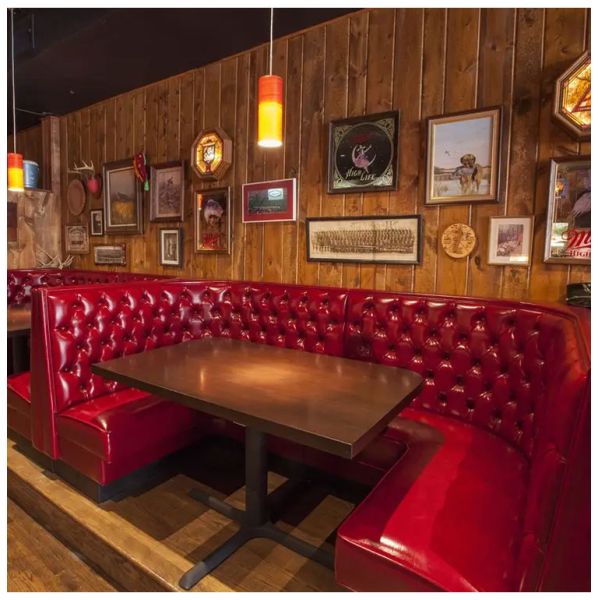 Industrial Rustic Vintage Coffee Shop Pub Benches Button Back Pizza Street Restaurant Design