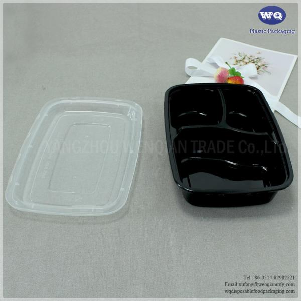 Plastic 3 Compartments Bento Box-Disposable Food Storage Containers-Disposable Plastic Containers-Disposable Lunch Boxes