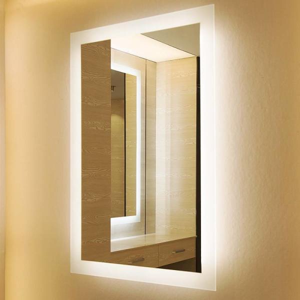 Espelho de maquiagem LED iluminado na parede com sensor de toque W20xH60 Forma retangular