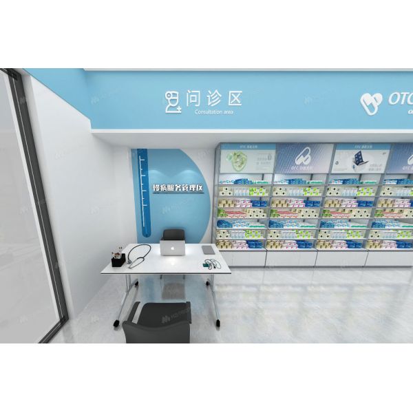 05-QWJYS006 Drugstore Pharmacy Display Showcase Modern Pharmacy Design for Medicine Shop Fitting