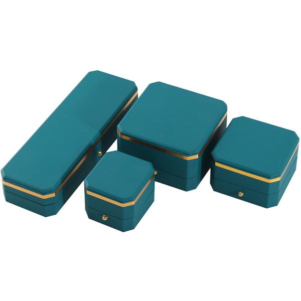 Boîte de luxe en faux cuir octogonal vert foncé