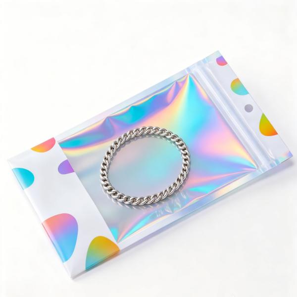 Customized PE Plastic Bags for Jewelry Earrings Recyclable Anti-Oxidation One Side Transparent Zipper Lock Storage Bag