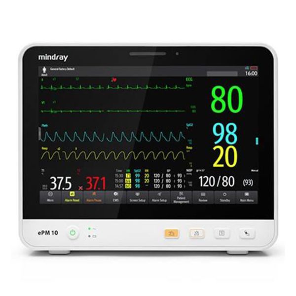 Mindray ePM10 Patient Monitor with 1280*800 Pixels Resolution Touch Screen and 10 to 15 Degrees Screen Tilt for Hospital Use