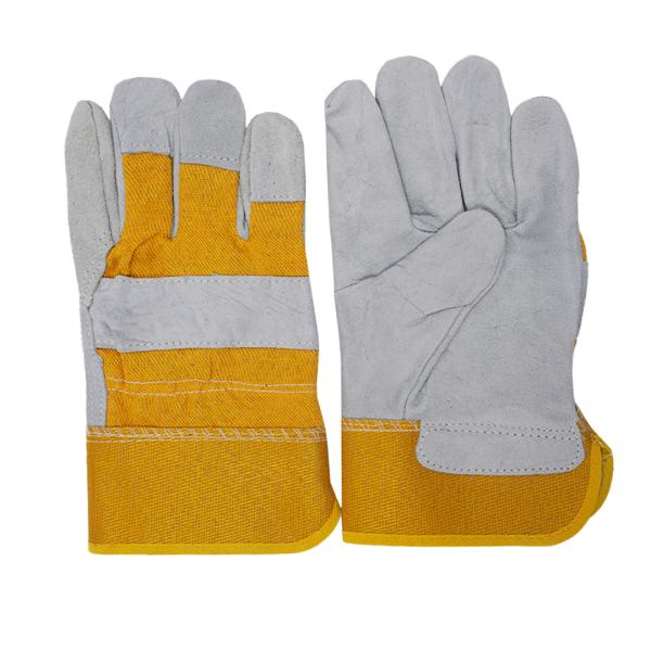 Guantes de trabajo de seguridad de cuero lavables Guantes de trabajo de cuero de vaca amarillo dividido