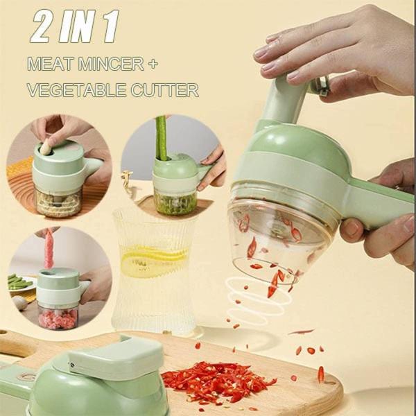 Europe Portable 4 in 1 Vegetable Cutter Set Smart Gadget Electric Slicer Kitchen Chopper