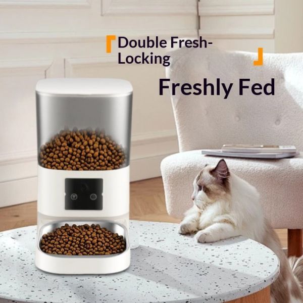 Smart Automatic Pet Feeder Double Bowls WiFi Cat Dog Food Dispenser Multi-Pet