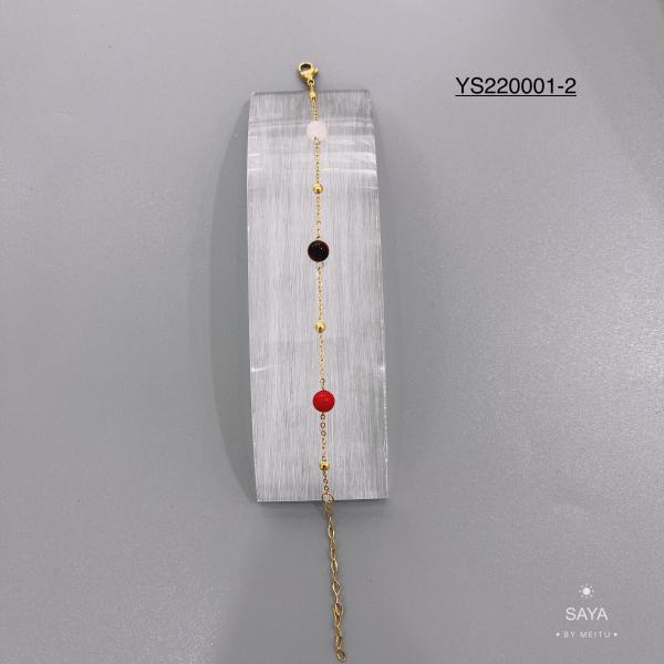 Unique brand colorful beads chain necklace set jewelry stainless steel bangle