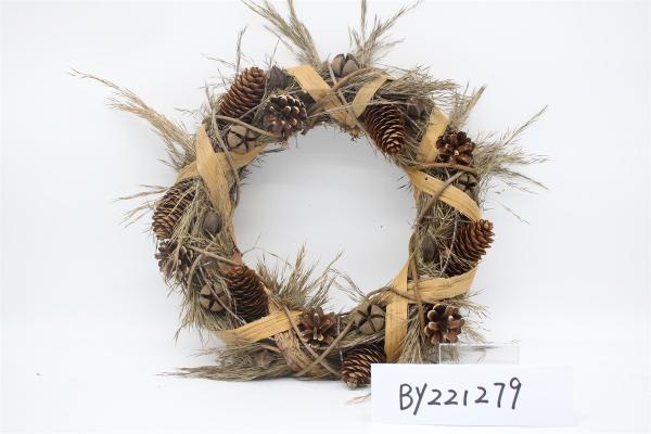 Wholesale Artificial Christmas Door Decoration Supplies Nature Pine Cone Large Christmas Wreath Garland Decor
