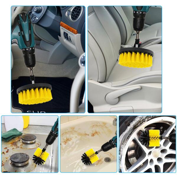 3Pcs/Set Electric Drill Scrubber Brush Plastic Round Cleaning Brush For Carpet Glass Car Tires Nylon Brushes