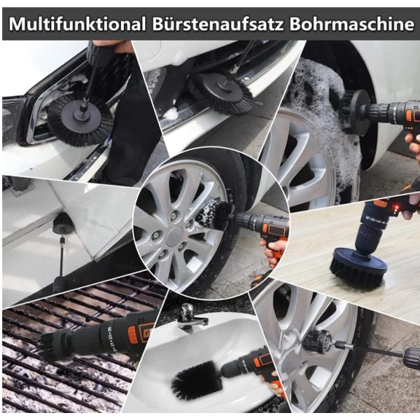 Black Color Drill Brush Attachment Set 7 Pieces Customized