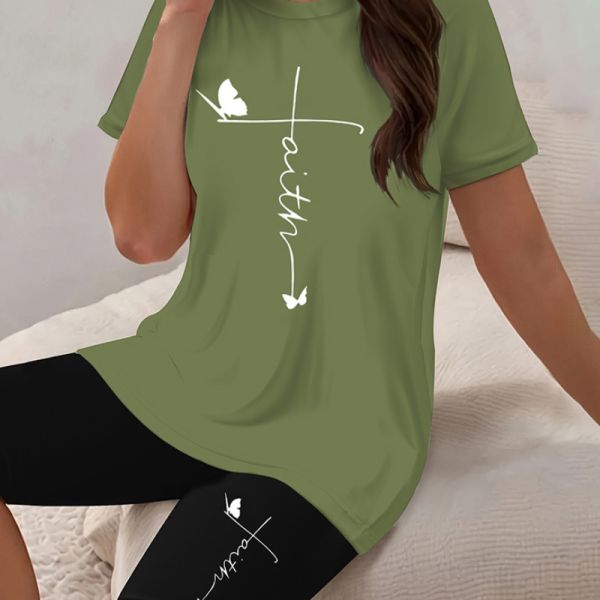 Solid Women Two Piece Outfits Short Machine Washable Casual Two Piece Set