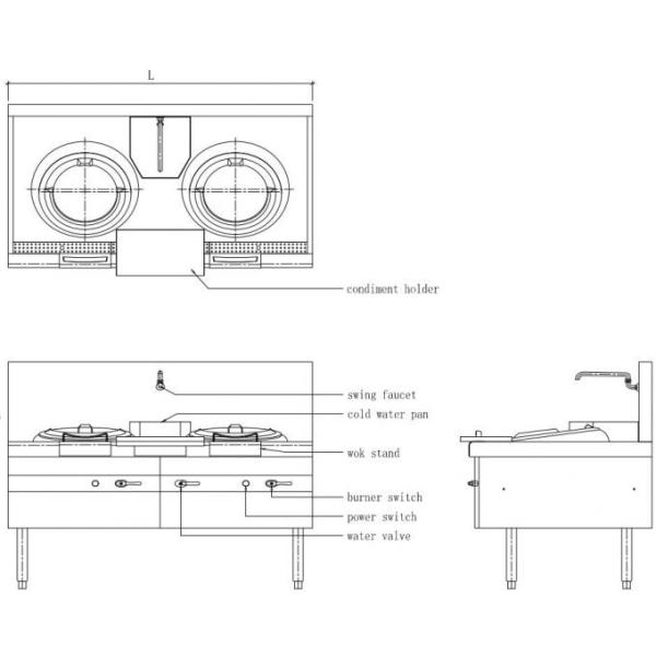 Gas Low Noise 65dB 2000Pa Commercial Chinese Cooking Equipment