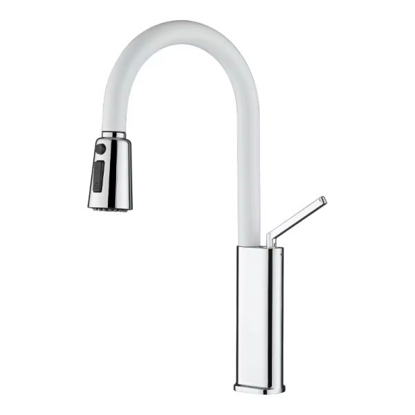 Curved Universal Pull-out Basin Faucet, Adjustable Hot and Cold Water Dual Function Basin Faucet for Kitchen Sink