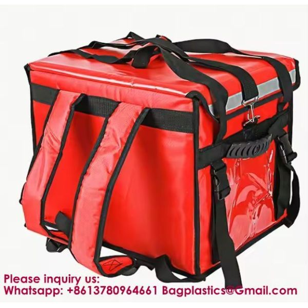 Large Rigid Insulated Delivery Food Bag Large Capacity Pizza Delivery Cooler Bag Backpack-style Delivery Insulated Box Large Capacity Foldable Waterproof