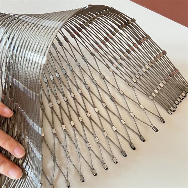 SS304 SS316 Stainless Steel Ferrule Rope Mesh Netting 1.2mm-3.2mm Diameter